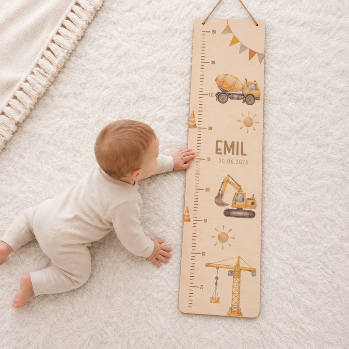 personalisierbare Kindermesslatte - Baustelle