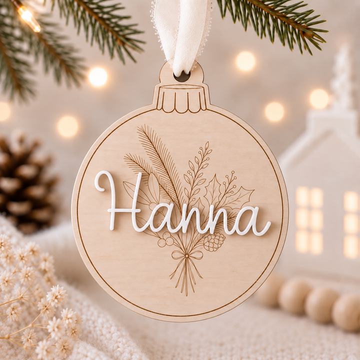 personalisierter Christbaumschmuck mit Mistelzweig