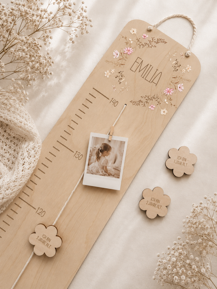 personalisierbare Kindermesslatte mit farbigem Loop