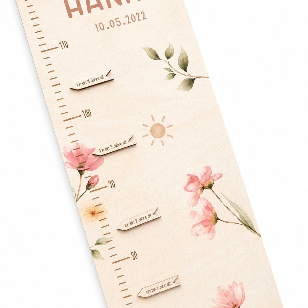personalisierbare Kindermesslatte Blumen