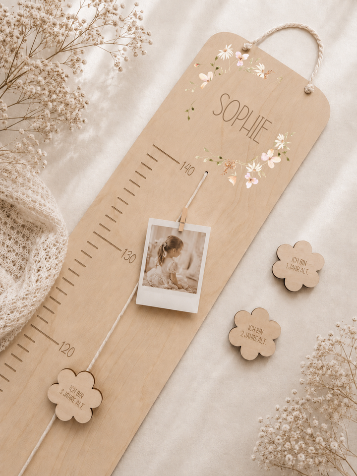 personalisierbare Kindermesslatte mit farbigem Loop
