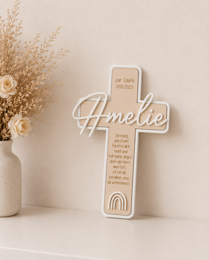 Personalisiertes Kreuz zur Taufe