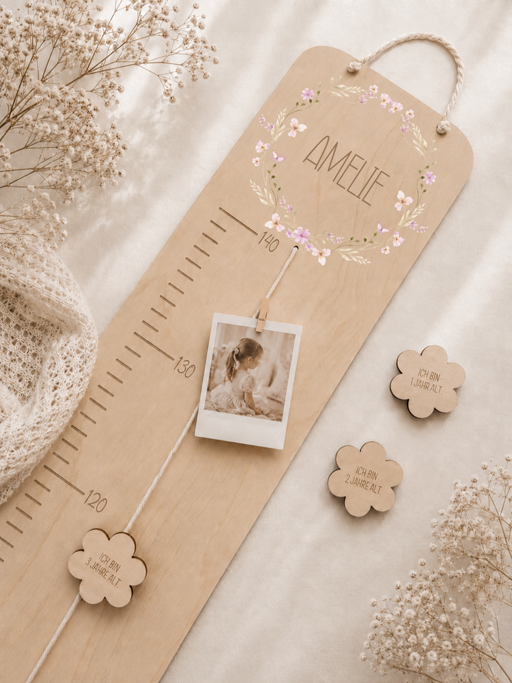 personalisierbare Kindermesslatte mit farbigem Loop