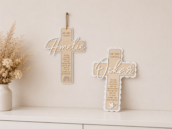 Personalisiertes Kreuz zur Taufe