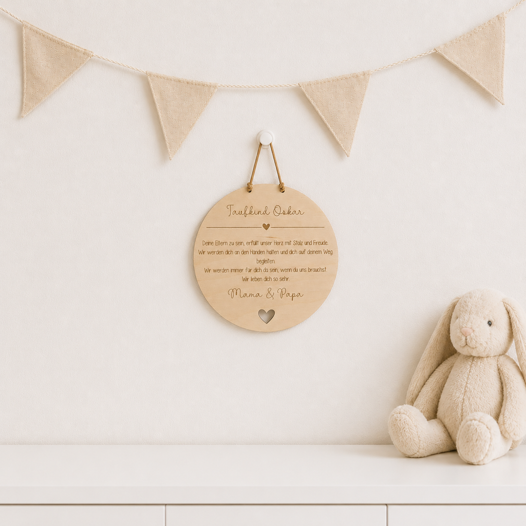 personalisiertes Holzschild zur Taufe