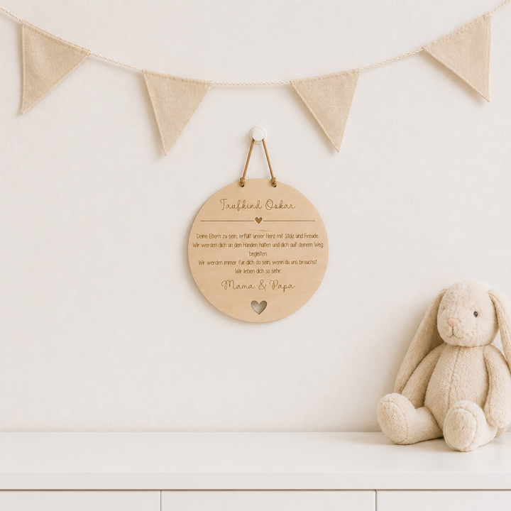 personalisiertes Holzschild zur Taufe
