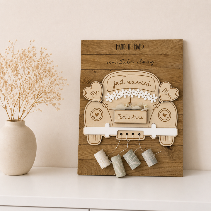 Personalisiertes Geldgeschenk zur Hochzeit auf Klötzchen