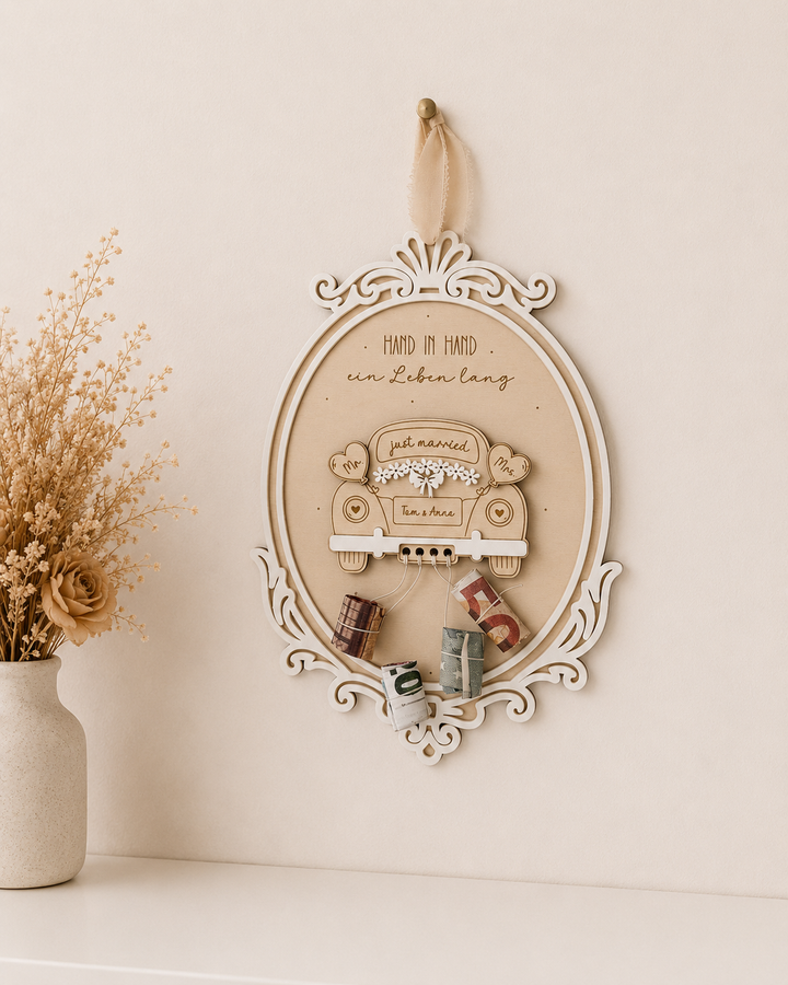 Personalisiertes Geldgeschenk zur Hochzeit aus Holz
