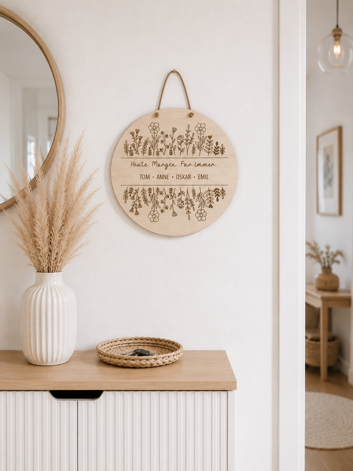personalisiertes Familienschild aus Holz