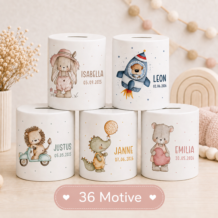 personalisierte Spardose - 36 Motive