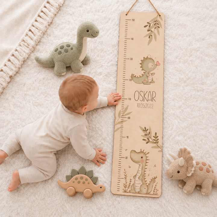 personalisierbare Kindermesslatte - Dino und Drache