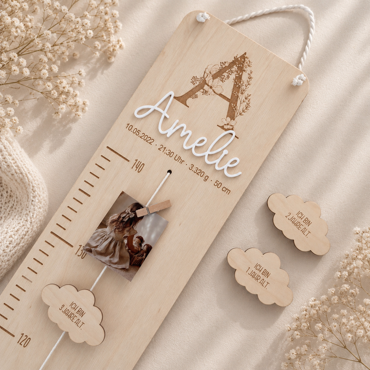 personalisierbare Kindermesslatte mit Buchstabe