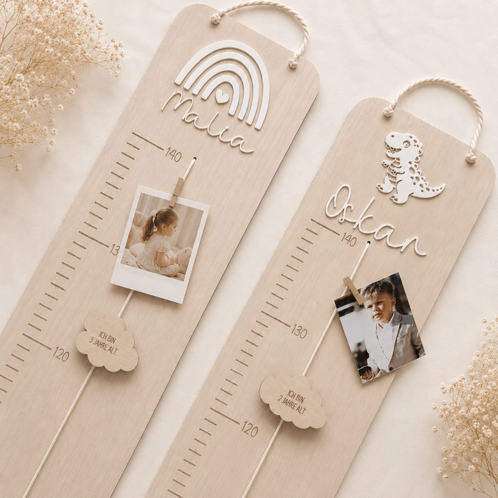 personalisierbare Kindermesslatte mit Acrylmotiven