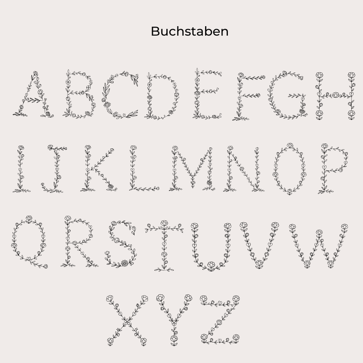 personalisierbare Kindermesslatte mit blumigen Buchstaben