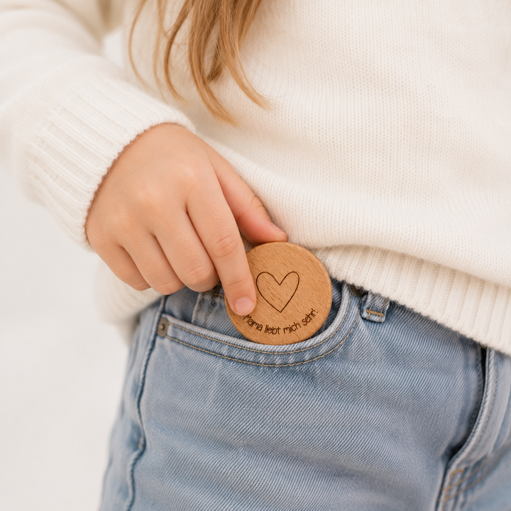 Geschenke für Kinder mit selbstgezeichnetem Herz von Mama und Papa, Abschied Kita, Einschulungsgeschenk