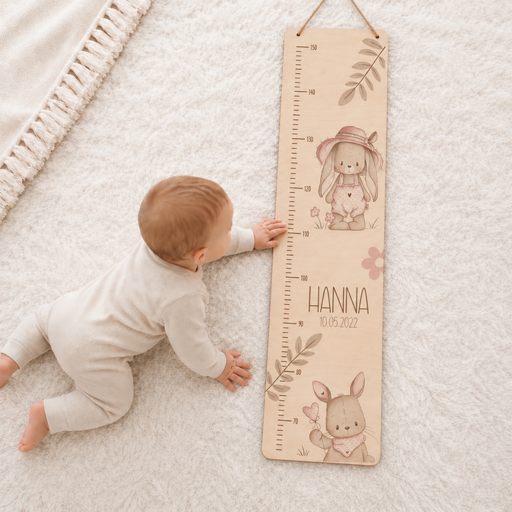 personalisierbare Kindermesslatte - niedliche Häschen
