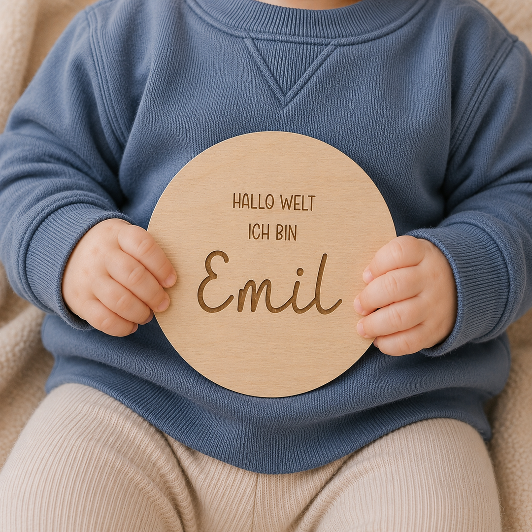 schlichtes Personalisiertes Holzschild