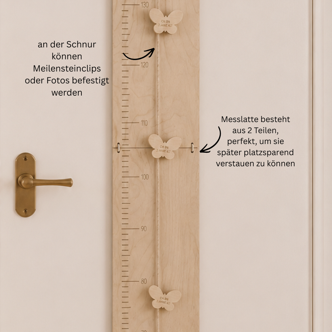 personalisierbare Kindermesslatte mit Regenbogen
