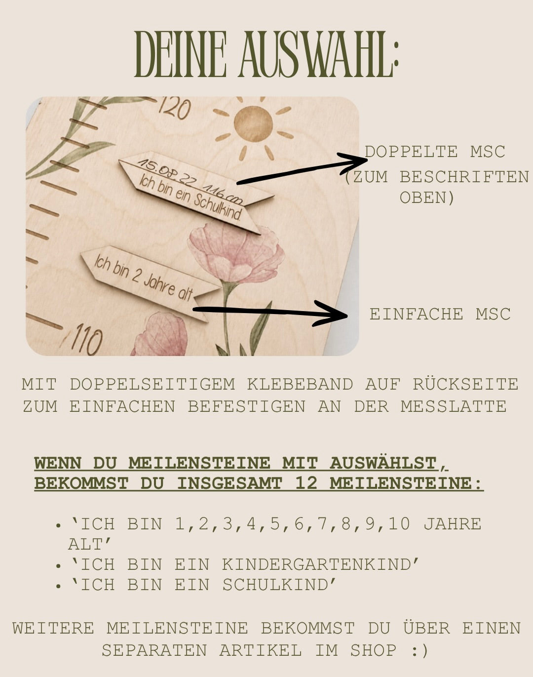 personalisierbare Kindermesslatte Blumen