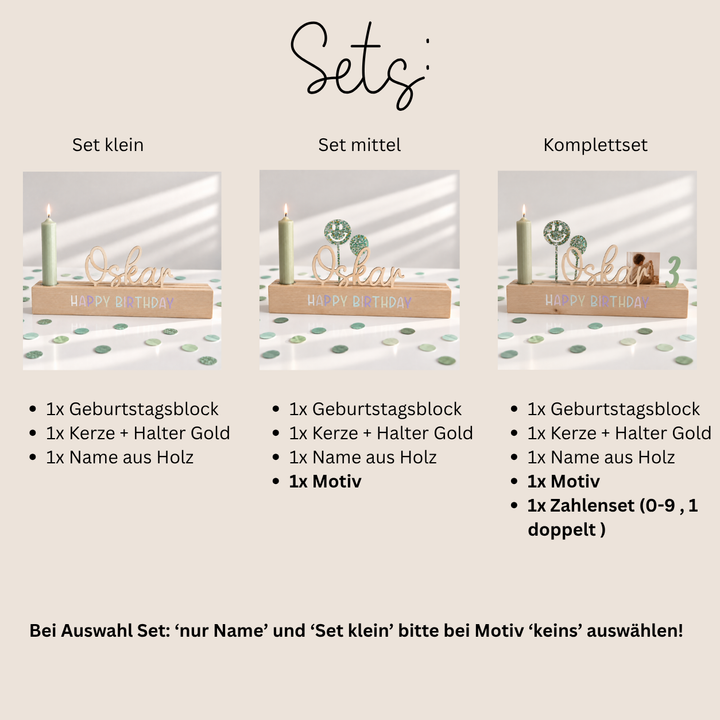 neutraler personalisierter Geburtstagsblock, Geburtstagsteller aus Holz